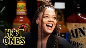 Poster for Tessa Thompson Feels Alive While Eating Spicy Wings
