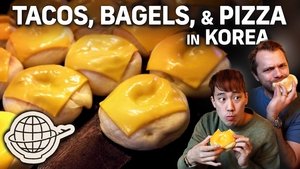 Poster for Traveling to Korea to Eat Tacos, Bagels, and Pizza
