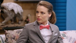 Poster for Gillian Jacobs Wears a Gray Checkered Suit and a Red Bow Tie