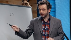 Poster for Michael Sheen Wears a Plaid Button Down and Grey Blazer