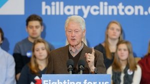 Poster for Bill Clinton returns to the trail to campaign for Hillary